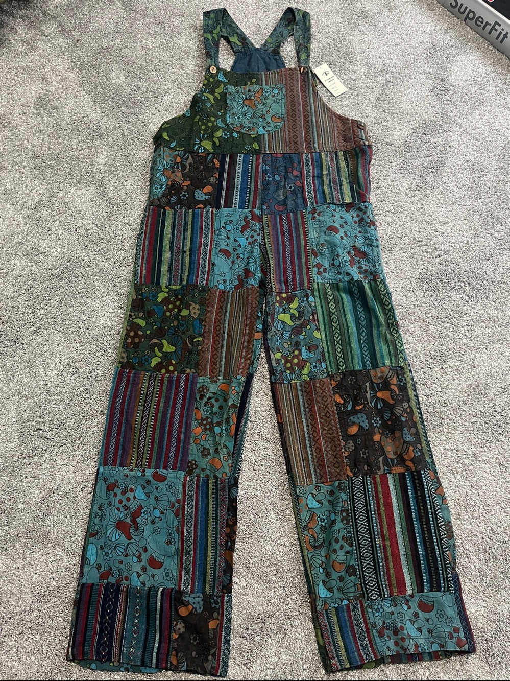 Kathmandu size medium overalls mushroom patchwork design New With Tag